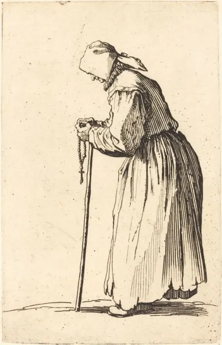 Framed Print : Beggar Woman with Rosary, c. 1622. Creator: Jacques Callot Framed Print : Beggar Woman with Rosary, c. 1622. Creator: Jacques Callot