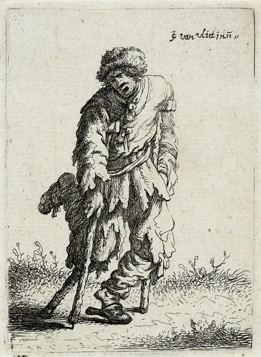 Framed Print : Beggar with a Wooden Leg, 1632. Creator: Jan Georg van Vliet Framed Print : Beggar with a Wooden Leg, 1632. Creator: Jan Georg van Vliet