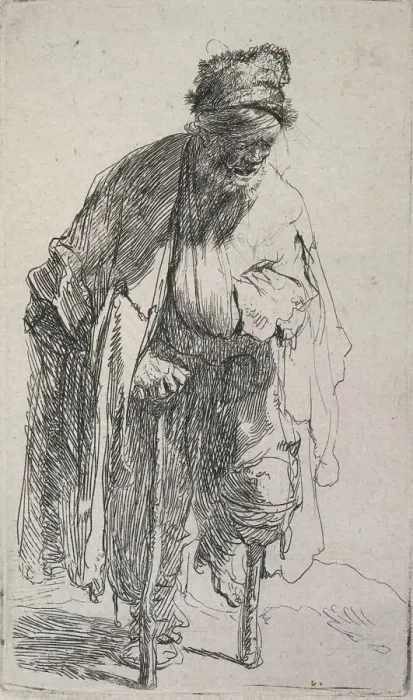Framed Print : Beggar with a wooden leg, c.1630. Creator: Rembrandt Harmensz van Rijn Framed Print : Beggar with a wooden leg, c.1630. Creator: Rembrandt Harmensz van Rijn