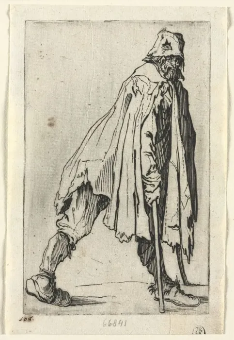 Framed Print : The Beggars: The Beggar on Crutches, Wearing a Cap, c. 1623. Creator: Jacques Callot (French Framed Print : The Beggars: The Beggar on Crutches, Wearing a Cap, c. 1623. Creator: Jacques Callot (French