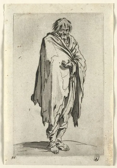 Framed Print : The Beggars: Beggar without Hat or Shoes, c. 1623. Creator: Jacques Callot (French, 1592-1635) Framed Print : The Beggars: Beggar without Hat or Shoes, c. 1623. Creator: Jacques Callot (French, 1592-1635)