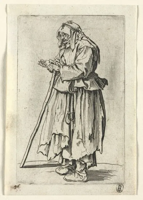 Framed Print : The Beggars: Beggar Woman Coming to Receive Alms, c. 1623. Creator: Jacques Callot (French Framed Print : The Beggars: Beggar Woman Coming to Receive Alms, c. 1623. Creator: Jacques Callot (French
