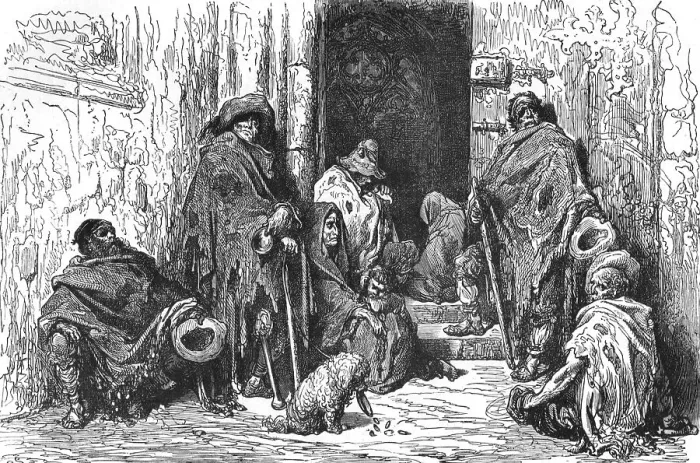 Framed Print : Beggars in Cathedral of Barcelona; Notes on Spain, 1875. Creator: Unknown Framed Print : Beggars in Cathedral of Barcelona; Notes on Spain, 1875. Creator: Unknown