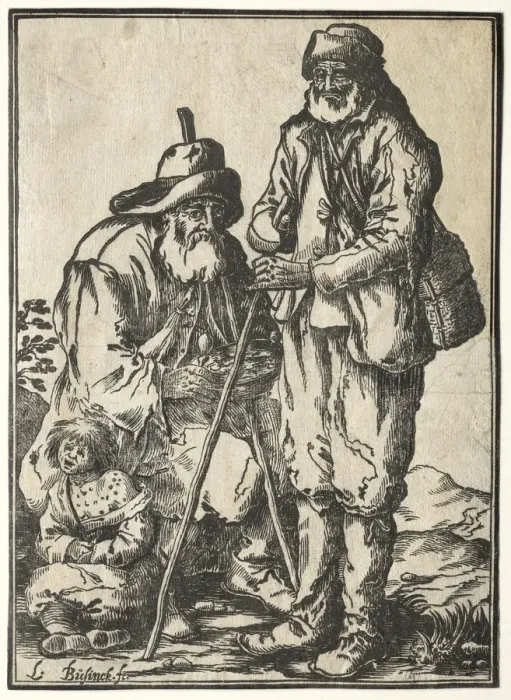 Framed Print : Two Beggars and Leprous Child. Creator: Ludolph Büsinck (German, 1590-1669) Framed Print : Two Beggars and Leprous Child. Creator: Ludolph Büsinck (German, 1590-1669)