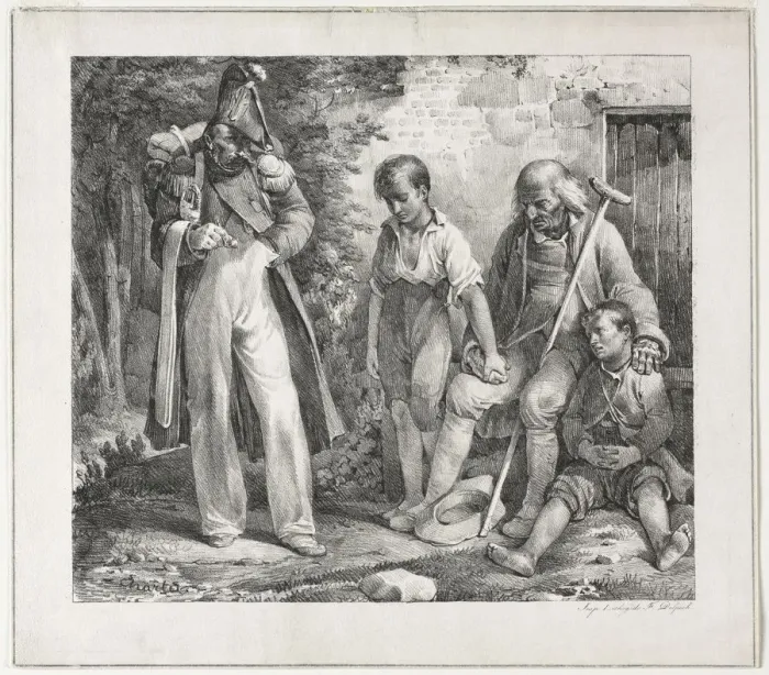 Framed Print : Begging for Alms, 1819. Creator: Nicolas Toussaint Charlet (French, 1792-1845) Framed Print : Begging for Alms, 1819. Creator: Nicolas Toussaint Charlet (French, 1792-1845)