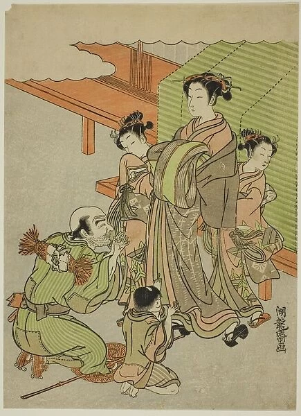 Begging for Alms, c. 1771. Creator: Isoda Koryusai