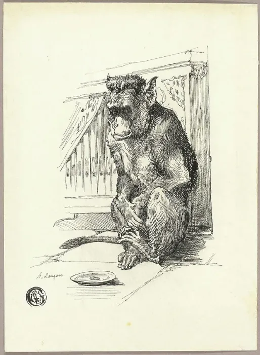 Framed Print : Begging Monkey, n.d. Creator: Auguste-Andre Lancon Framed Print : Begging Monkey, n.d. Creator: Auguste-Andre Lancon