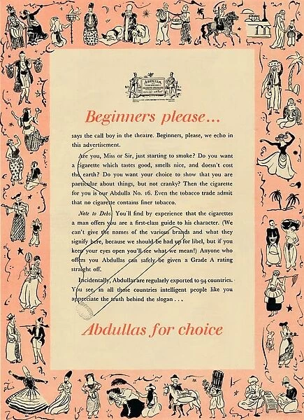 Beginners please? Abdullas for choice, 1939