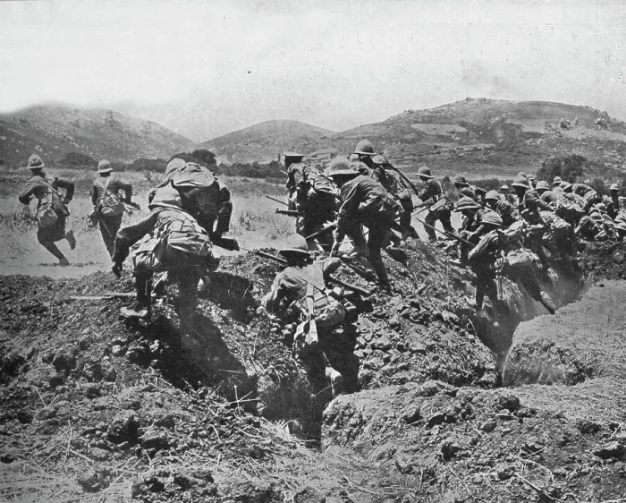Framed Print : The beginning of an advance on the Turkish positions, 1915 Framed Print : The beginning of an advance on the Turkish positions, 1915