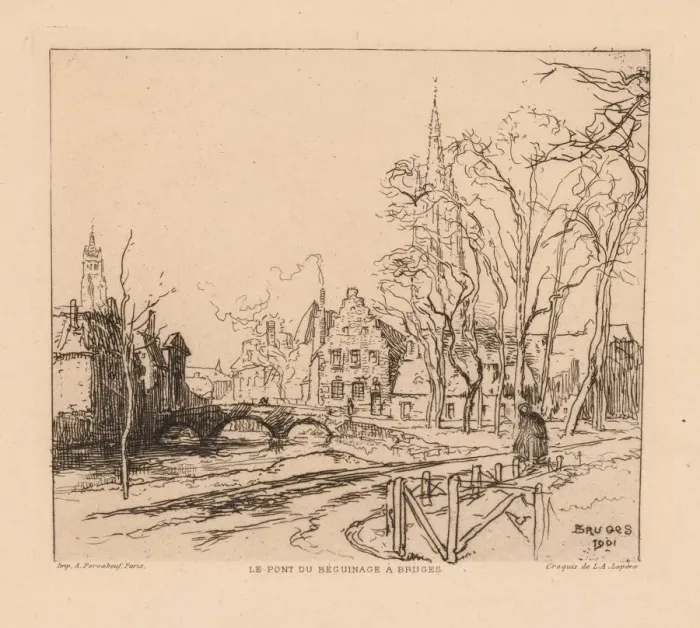 Framed Print : The Beguinage Bridge in Bruges (La Pont du Beguinage a Bruges), 1901. Creator Framed Print : The Beguinage Bridge in Bruges (La Pont du Beguinage a Bruges), 1901. Creator