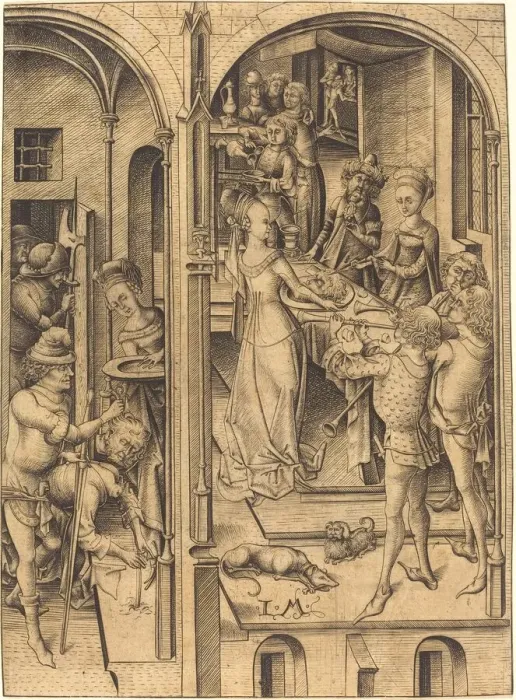 Framed Print : Beheading of Saint John the Baptist, c. 1480. Creator: Israhel van Meckenem Framed Print : Beheading of Saint John the Baptist, c. 1480. Creator: Israhel van Meckenem