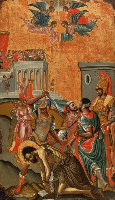 Framed Print : Beheading of Saint John the Baptist and Herod's Feast, between 1600 and 1650. Creator: Greek School Framed Print : Beheading of Saint John the Baptist and Herod's Feast, between 1600 and 1650. Creator: Greek School
