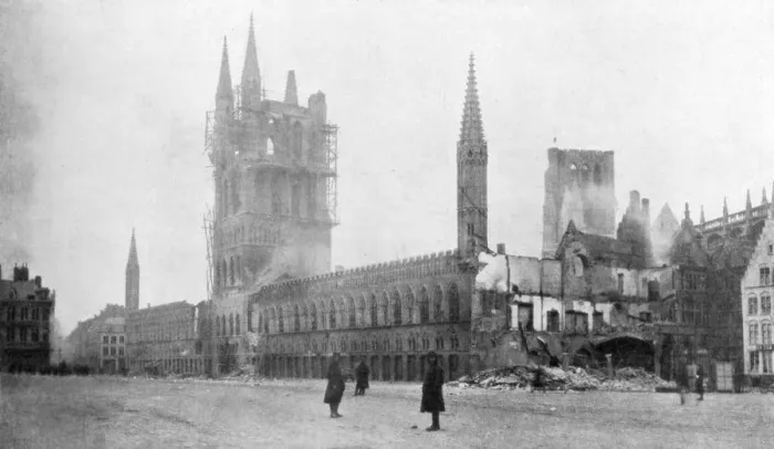 Framed Print : The Belfry and Cloth Hall of Ypres, Belgium, 24 November 1914 Framed Print : The Belfry and Cloth Hall of Ypres, Belgium, 24 November 1914