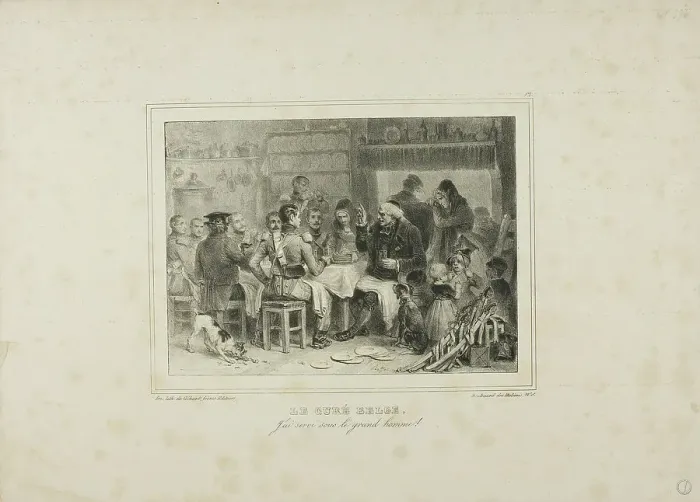 Framed Print : The Belgian Curate: I have served under the great man!, 1832–33. Creator: Auguste Raffet Framed Print : The Belgian Curate: I have served under the great man!, 1832–33. Creator: Auguste Raffet