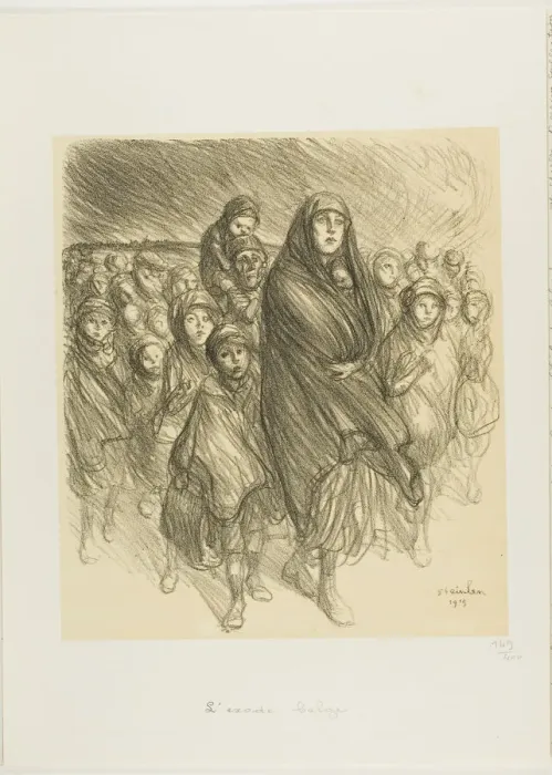 Framed Print : The Belgian Exodus, 1915. Creator: Theophile Alexandre Steinlen Framed Print : The Belgian Exodus, 1915. Creator: Theophile Alexandre Steinlen