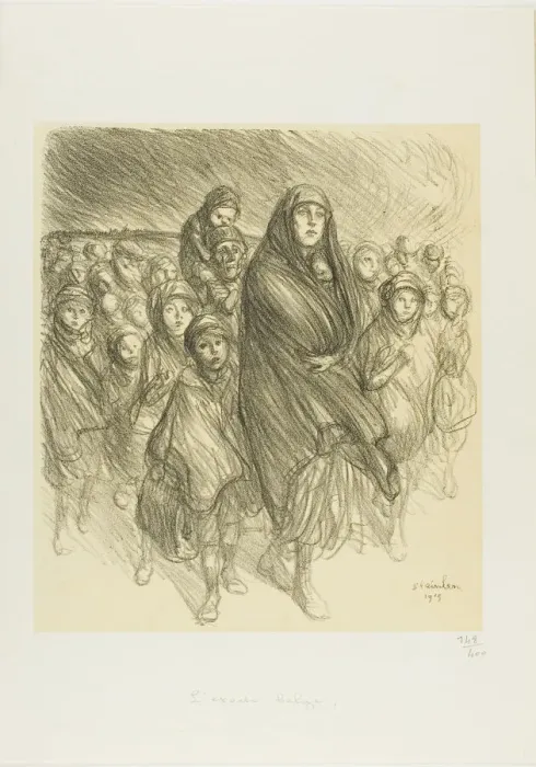 Framed Print : The Belgian Exodus, 1915. Creator: Theophile Alexandre Steinlen Framed Print : The Belgian Exodus, 1915. Creator: Theophile Alexandre Steinlen