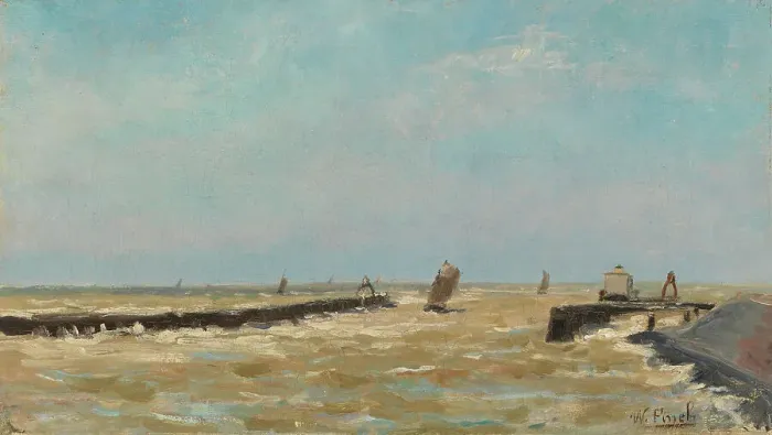 Framed Print : A Belgian harbour, 1882-1884. Creator: Alfred William Finch Framed Print : A Belgian harbour, 1882-1884. Creator: Alfred William Finch