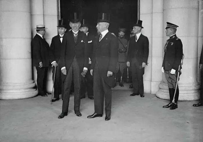 Framed Print : Belgian Mission To U.S. Baron Ludovic Moncheur...and Secretary Robert Lansing...1917. Creator: Harris & Ewing. Belgian Mission To U.S. Baron Ludovic Moncheur...and Secretary Robert Lansing...1917. Creator: Harris & Ewing Framed Print : Belgian Mission To U.S. Baron Ludovic Moncheur...and Secretary Robert Lansing...1917. Creator: Harris & Ewing. Belgian Mission To U.S. Baron Ludovic Moncheur...and Secretary Robert Lansing...1917. Creator: Harris & Ewing