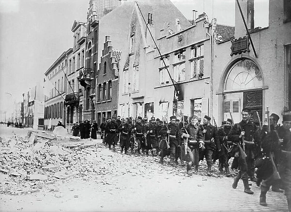 Belgians re-enter Termonde, between c1914 and c1915. Creator: Bain News Service