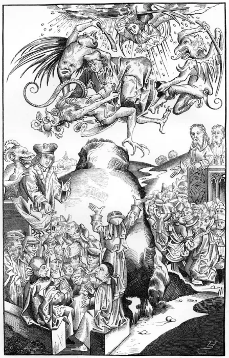 Framed Print : Beliefs and superstitions, 1493 (1849). Artist: A Bisson Framed Print : Beliefs and superstitions, 1493 (1849). Artist: A Bisson