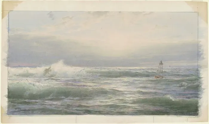 Framed Print : The Bell Buoy, 1894. Creator: William Trost Richards Framed Print : The Bell Buoy, 1894. Creator: William Trost Richards