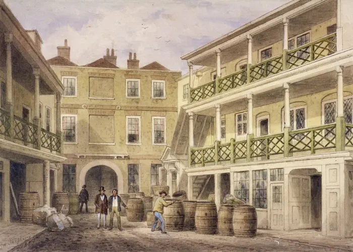 Framed Print : Bell Inn, Aldersgate Street, London, 1857. Artist: Thomas Hosmer Shepherd Framed Print : Bell Inn, Aldersgate Street, London, 1857. Artist: Thomas Hosmer Shepherd