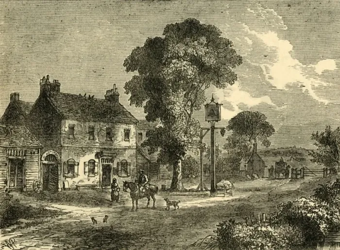 Framed Print : The Bell Inn, Kilburn, 1750, (c1876). Creator: Unknown Framed Print : The Bell Inn, Kilburn, 1750, (c1876). Creator: Unknown