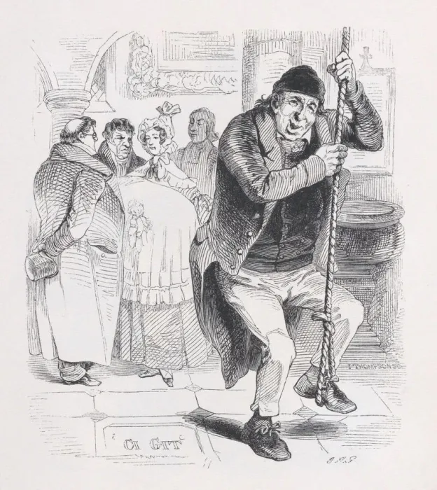 Framed Print : The Bell Ringer from The Complete Works of Beranger, 1836. Creator: John Thompson Framed Print : The Bell Ringer from The Complete Works of Beranger, 1836. Creator: John Thompson