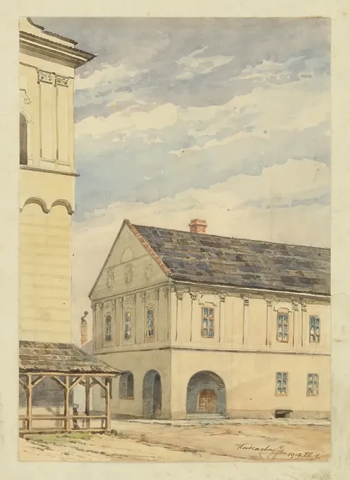 Framed Print : At the bell tower in Spisska Sobota, 1913. Creator: Eugen Wallachy Framed Print : At the bell tower in Spisska Sobota, 1913. Creator: Eugen Wallachy