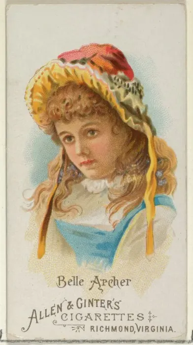 Framed Print : Belle Archer, from Worlds Beauties, Series 1 (N26) for Allen & Ginter Cigarettes Framed Print : Belle Archer, from Worlds Beauties, Series 1 (N26) for Allen & Ginter Cigarettes
