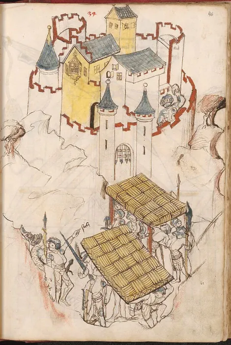 Framed Print : Bellifortis, after 1440. Artist: Kyeser, Konrad (1366-after 1405) Framed Print : Bellifortis, after 1440. Artist: Kyeser, Konrad (1366-after 1405)