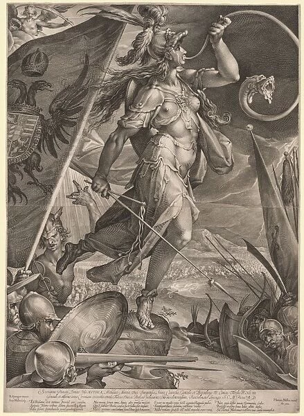 Bellona Leading the Armies of the Emperor against the Turks, 1600. Creator: Jan Muller (Dutch