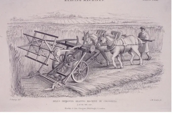 Framed Print : Bells improved reaping machine by Crosskill, c1840s. Artist: Joseph Wilson Lowry Framed Print : Bells improved reaping machine by Crosskill, c1840s. Artist: Joseph Wilson Lowry