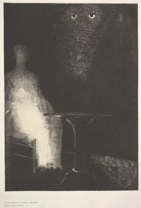 Framed Print : Below, I saw the vaporous contours of a human form, 1896. Creator: Odilon Redon Framed Print : Below, I saw the vaporous contours of a human form, 1896. Creator: Odilon Redon
