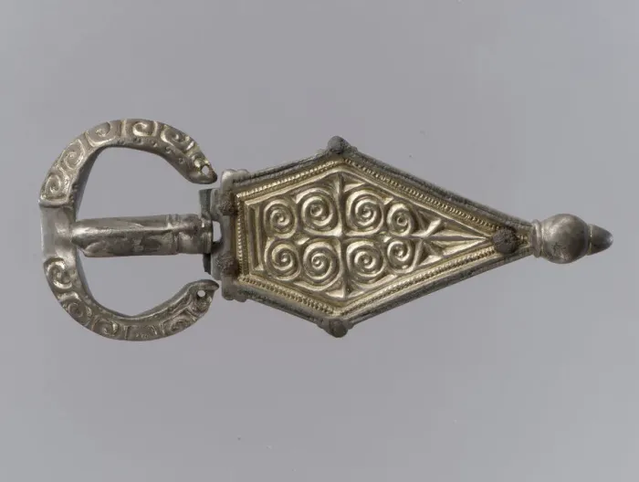 Framed Print : Belt Buckle With Trapezoidal Plate, Germanic, ca. 500. Creator: Unknown