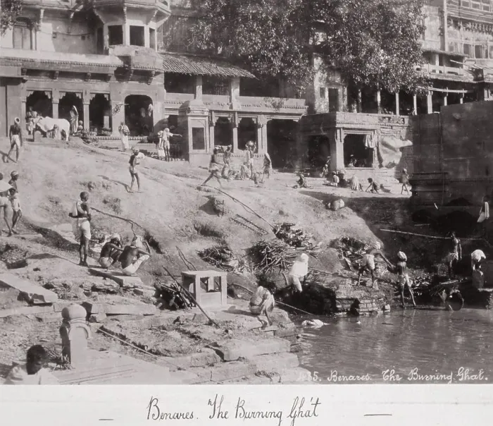 Framed Print : Benares, The Burning Gháts, Late 1860s. Creator: Samuel Bourne Framed Print : Benares, The Burning Gháts, Late 1860s. Creator: Samuel Bourne