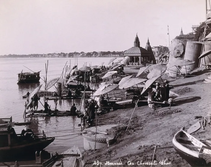 Framed Print : Benares (Varanasi), Uttar Pradesh: people bathing in the river Ganges, c1880s. Creator: Unknown Framed Print : Benares (Varanasi), Uttar Pradesh: people bathing in the river Ganges, c1880s. Creator: Unknown