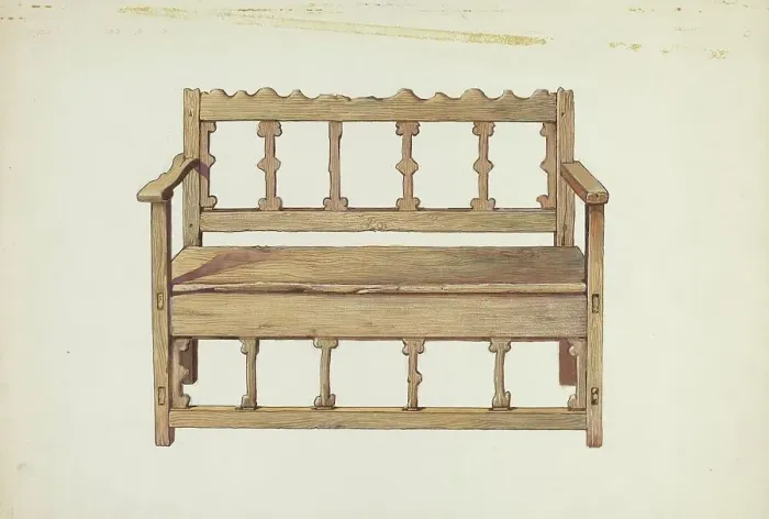 Framed Print : Bench, 1935 / 1942. Creator: Dana Bartlett