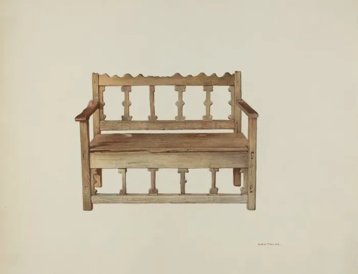 Framed Print : Bench, 1940. Creator: Robert W. R. Taylor Framed Print : Bench, 1940. Creator: Robert W. R. Taylor