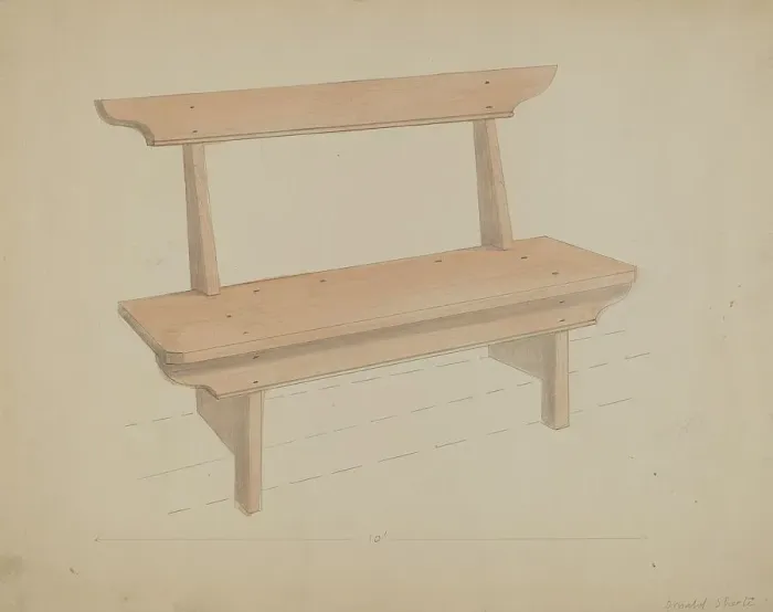 Framed Print : Bench, c. 1936. Creator: Donald Streeter Framed Print : Bench, c. 1936. Creator: Donald Streeter