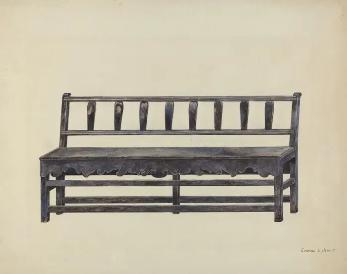 Framed Print : Bench, c. 1936. Creator: Edward Jewett Framed Print : Bench, c. 1936. Creator: Edward Jewett