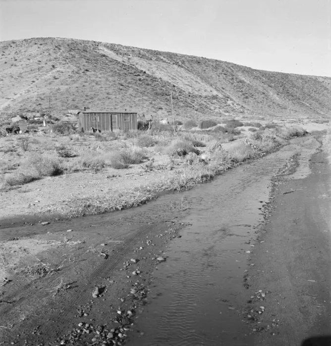 Framed Print : Below the bench, showing condition of road which... Dead Ox Flat, Malheur County, Oregon, 1939. Creator: Dorothea Lange Framed Print : Below the bench, showing condition of road which... Dead Ox Flat, Malheur County, Oregon, 1939. Creator: Dorothea Lange
