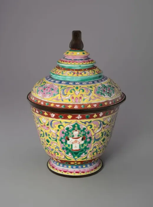 Framed Print : Bencharong (Five-Colored) Ware Jar with Tiered Cover, 18th / 19th century. Creator: Unknown Framed Print : Bencharong (Five-Colored) Ware Jar with Tiered Cover, 18th / 19th century. Creator: Unknown