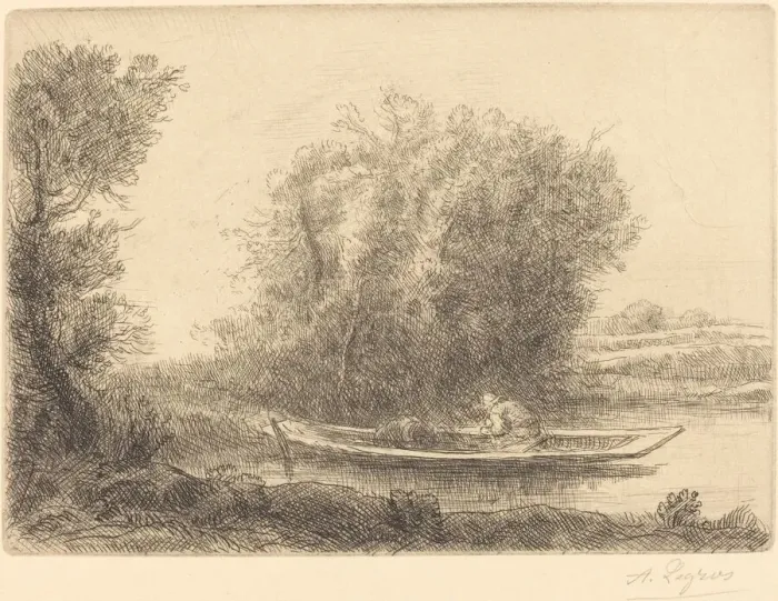 Framed Print : Bend in the River (Un coin de riviere). Creator: Alphonse Legros Framed Print : Bend in the River (Un coin de riviere). Creator: Alphonse Legros