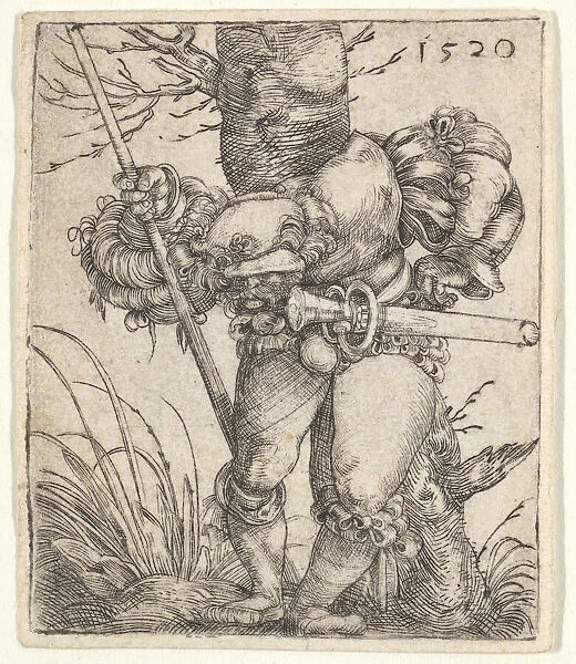Bending Soldier Leaning against a Tree, 1520. Creator: Barthel Beham