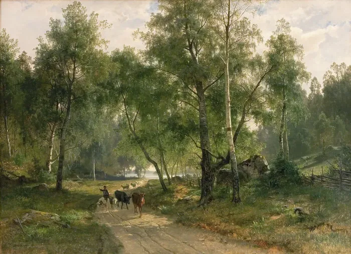 Framed Print : Beneath the Birches. Motif from Mälaren, 1870. Creator: Johan Edvard Bergh Framed Print : Beneath the Birches. Motif from Mälaren, 1870. Creator: Johan Edvard Bergh