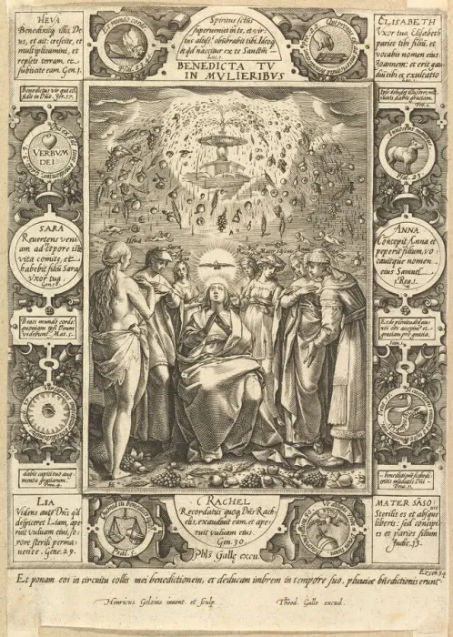 Framed Print : Benedicta tu in Mulieribus, from Christian and Profane Allegories Framed Print : Benedicta tu in Mulieribus, from Christian and Profane Allegories