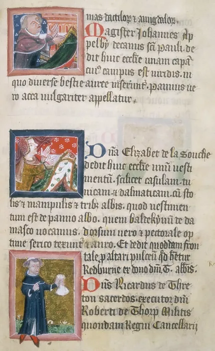 Framed Print : Benefactors to St Albans Abbey, c1380. Creator: Alan Strayler Framed Print : Benefactors to St Albans Abbey, c1380. Creator: Alan Strayler