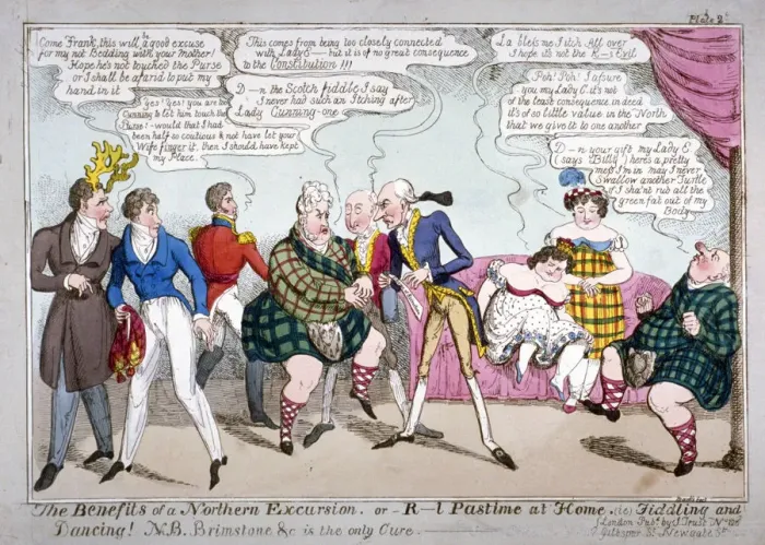 Framed Print : The Benefits of a Northern Excursion, or R-l pastime at home (ie) fiddling and dancing!, c1822 Framed Print : The Benefits of a Northern Excursion, or R-l pastime at home (ie) fiddling and dancing!, c1822