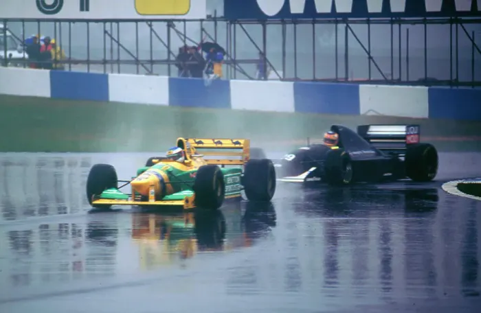 Framed Print : Benetton B193A Michael Schumacher and K.Wendlinger in Sauber Ilmor 1993 Euro GP at Donington Framed Print : Benetton B193A Michael Schumacher and K.Wendlinger in Sauber Ilmor 1993 Euro GP at Donington